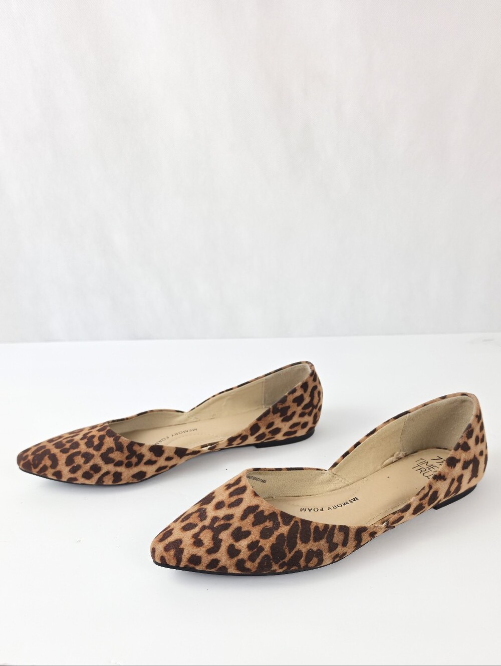 Time and Tru Leopard Print Pointed Toe D'Orsay Flats